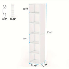 NNETMLT 6-Tier Cube Display Shelves for Home Office - 70.9 Inch Tall Narrow Bookcase - Furniture Ozily