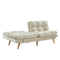 Alexa 3 Seater Velvet Sofa Bed Futon Cream - ozily