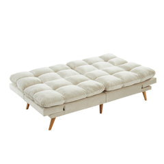 Alexa 3 Seater Velvet Sofa Bed Futon Cream - ozily