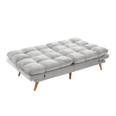 Alexa 3 Seater Velvet Sofa Bed Futon Light Grey - ozily