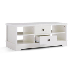 Margaux White Coastal Style Coffee Table with Drawers - Furniture Ozily