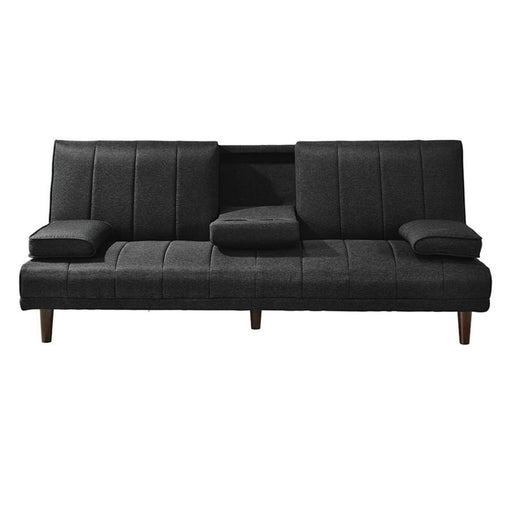 Fabric Sofa Bed with Cup Holder 3 Seater Lounge Couch - Charcoal - ozily