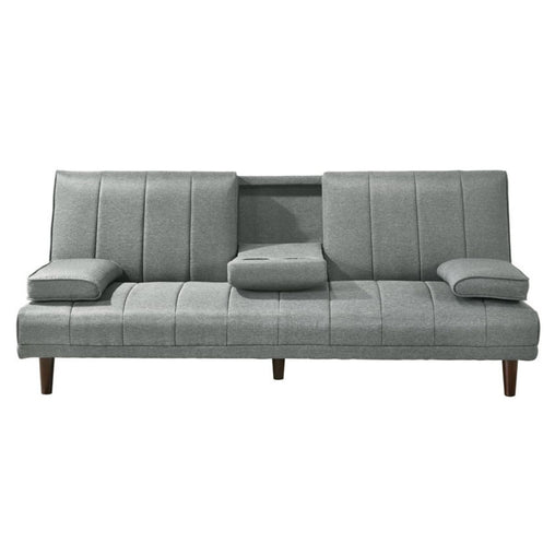 Fabric Sofa Bed with Cup Holder 3 Seater Lounge Couch - Light Grey - ozily