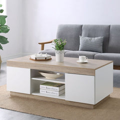 Ashley Coastal White Wooden Coffee Table Oak and White - Furniture Ozily