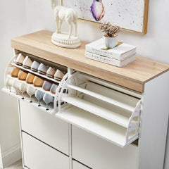 Aiden Coastal White Oak Large Shoe Cabinet - Furniture Ozily