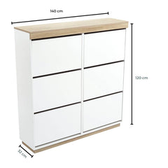 Aiden Coastal White Oak Large Shoe Cabinet - Furniture Ozily
