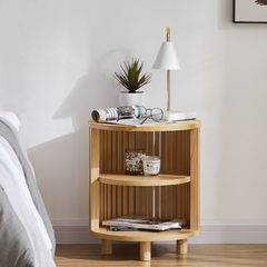 Henley Round Wooden Bedside Table - ozily