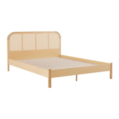 Lulu Bed Frame with Curved Rattan Bedhead - King - ozily