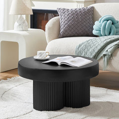 Maya Ribbed Black Coffee Table - Furniture Ozily
