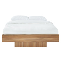 Walnut Oak Wood Floating Bed Base King - ozily