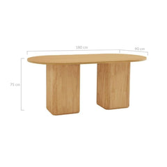 Tate  6 Seater Column Dining Table in Natural - Furniture Ozily