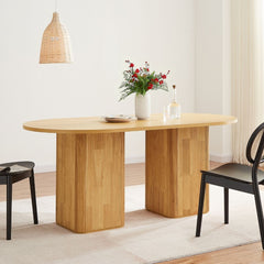 Tate 6 Seater Column Dining Table in Natural - Furniture Ozily