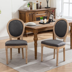 AADEN 4x Linen Dining Chairs with Solid Wood Legs- Grey Furniture > Outdoor > Outdoor Chairs V226-SW1845DG-2 Online Furniture