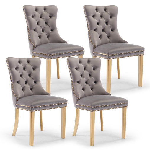 AADEN 4x Velvet Dining Chairs with Golden Metal Legs-Black Furniture > Dining > Dining Set V226-SW1501GY-2 Online Furniture