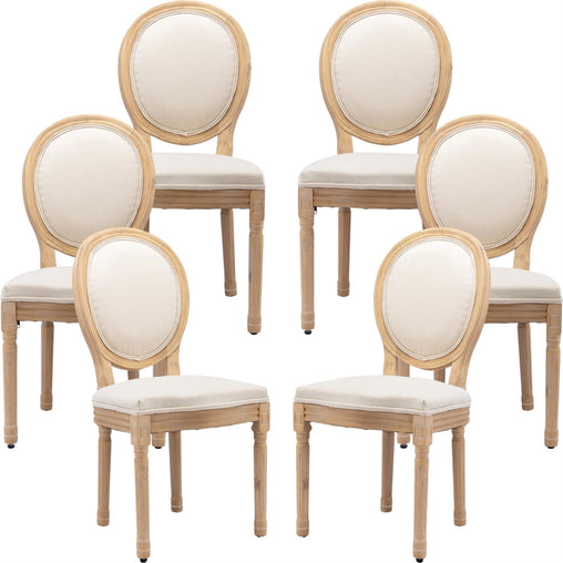 AADEN 6x Linen Dining Chairs with Solid Wood Legs- Beige Furniture > Dining > Dining Set V226-SW1845BG-3 Online Furniture