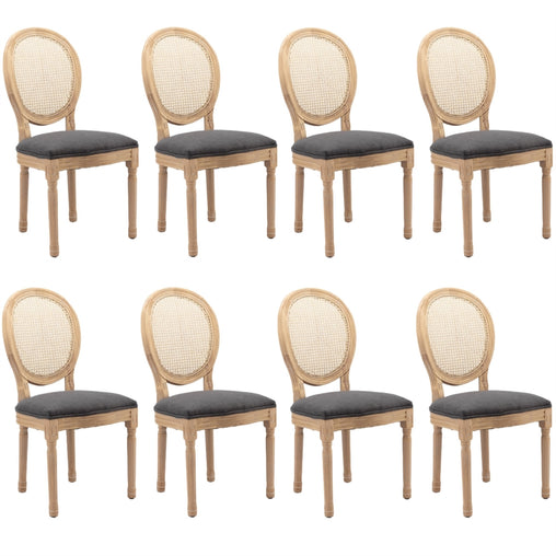 AADEN 8x Rattan Dining Chairs with Solid Wood Legs- Grey Furniture > Outdoor > Outdoor Chairs V226-SW1843DG-4 Online Furniture