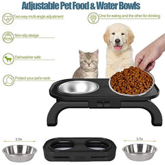 Adjustable Elevated Pet Feeder with Dual Stainless Steel Bowls -Foldable, Anti-Slip Design for Dogs and Cats Pet Care > Cat Supplies > Cat Bowls, Feeders & Waterers V888-ELOSUNG10168 Online Furniture