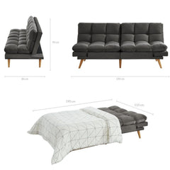 Alexa 3 Seater Velvet Sofa Bed Futon Charcoal Furniture > Sofas V80-BFY-1120-SFB-CC Online Furniture