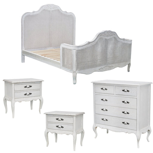 Alice 4pc King Bed Suite Bedside Tallboy Bedroom Rattan Furniture Package White Furniture > Bedroom V315-VHNB-FLEU-KTB-KIT Online Furniture