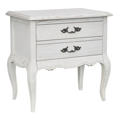 Alice Bedside Table 2 Drawers Storage Cabinet Side End Tables Distressed White Furniture > Bedroom V315-VHNB-FLEU-03 Online Furniture