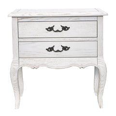 Alice Bedside Table 2 Drawers Storage Cabinet Side End Tables Distressed White Furniture > Bedroom V315-VHNB-FLEU-03 Online Furniture