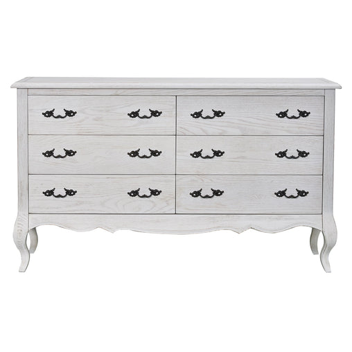 Alice Dresser 6 Chest of Drawers Storage Cabinet Distressed White Furniture > Bedroom V315-VHNB-FLEU-05 Online Furniture