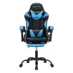 Artiss 2 Point Massage Gaming Office Chair Footrest Cyan Blue Furniture > Bar Stools & Chairs MOC-GC-2P-BK-CY Online Furniture