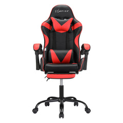 Artiss 2 Point Massage Gaming Office Chair Footrest Red Furniture > Bar Stools & Chairs MOC-GC-2P-BK-RD Online Furniture