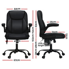 Artiss 2 Point Massage Office Chair Leather Mid Back Black Furniture > Office MOC-C-FZ40-2P-BK Online Furniture