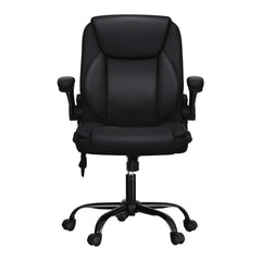 Artiss 2 Point Massage Office Chair Leather Mid Back Black Furniture > Office MOC-C-FZ40-2P-BK Online Furniture