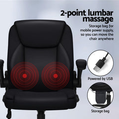 Artiss 2 Point Massage Office Chair Leather Mid Back Black Furniture > Office MOC-C-FZ40-2P-BK Online Furniture