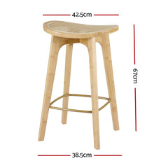 Artiss 2x Bar Stools Bamboo Rattan Stool Counter Chair Kitchen Barstools Furniture > Bar Stools & Chairs > Table & Bar Stools BA-Y-1033-NAX2 Online Furniture