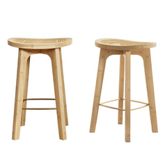 Artiss 2x Bar Stools Bamboo Rattan Stool Counter Chair Kitchen Barstools Furniture > Bar Stools & Chairs > Table & Bar Stools BA-Y-1033-NAX2 Online Furniture