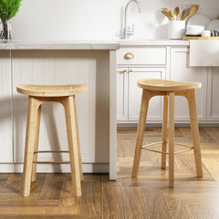 Artiss 2x Bar Stools Bamboo Rattan Stool Counter Chair Kitchen Barstools Furniture > Bar Stools & Chairs > Table & Bar Stools BA-Y-1033-NAX2 Online Furniture