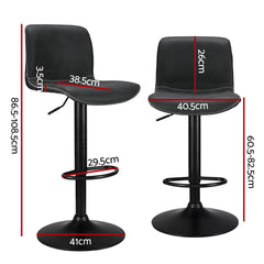 Artiss 2x Bar Stools Kitchen Swivel Bar Stool Gas Lift Chairs Barstools Black Furniture > Bar Stools & Chairs > Table & Bar Stools BA-HY-9068-BKX2 Online Furniture