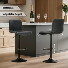 Artiss 2x Bar Stools Kitchen Swivel Bar Stool Gas Lift Chairs Barstools Black Furniture > Bar Stools & Chairs > Table & Bar Stools BA-HY-9068-BKX2 Online Furniture