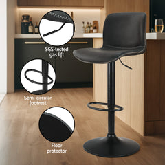 Artiss 2x Bar Stools Kitchen Swivel Bar Stool Gas Lift Chairs Barstools Black Furniture > Bar Stools & Chairs > Table & Bar Stools BA-HY-9068-BKX2 Online Furniture