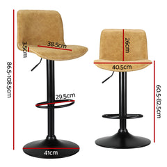 Artiss 2x Bar Stools Kitchen Swivel Bar Stool Gas Lift Chairs Barstools Brown Furniture > Bar Stools & Chairs > Table & Bar Stools BA-HY-9068-BRX2 Online Furniture