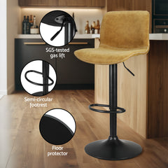 Artiss 2x Bar Stools Kitchen Swivel Bar Stool Gas Lift Chairs Barstools Brown Furniture > Bar Stools & Chairs > Table & Bar Stools BA-HY-9068-BRX2 Online Furniture