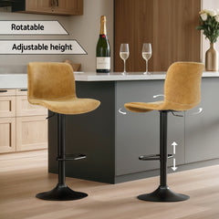 Artiss 2x Bar Stools Kitchen Swivel Bar Stool Gas Lift Chairs Barstools Brown Furniture > Bar Stools & Chairs > Table & Bar Stools BA-HY-9068-BRX2 Online Furniture