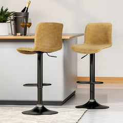 Artiss 2x Bar Stools Kitchen Swivel Bar Stool Gas Lift Chairs Barstools Brown Furniture > Bar Stools & Chairs > Table & Bar Stools BA-HY-9068-BRX2 Online Furniture