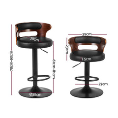 Artiss 4x Bar Stools Gas Lift Faux Leather Furniture > Bar Stools & Chairs > Table & Bar Stools BA-TW-8005-BKX4 Online Furniture