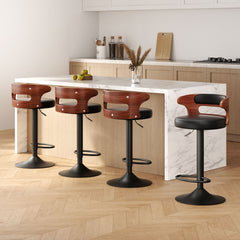 Artiss 4x Bar Stools Gas Lift Faux Leather Furniture > Bar Stools & Chairs > Table & Bar Stools BA-TW-8005-BKX4 Online Furniture