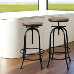 Artiss 4x Bar Stools Kitchen Dining Chairs Adjustable Wooden Vintage Stool Furniture > Bar Stools & Chairs > Table & Bar Stools BA-TW-V17-T14134-BKX4 Online Furniture