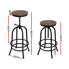 Artiss 4x Bar Stools Kitchen Dining Chairs Adjustable Wooden Vintage Stool Furniture > Bar Stools & Chairs > Table & Bar Stools BA-TW-V17-T14134-BKX4 Online Furniture