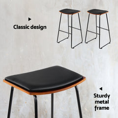 Artiss 4x Bar Stools Leather Padded Metal Furniture > Bar Stools & Chairs > Table & Bar Stools BA-TW-9078-BKX4 Online Furniture