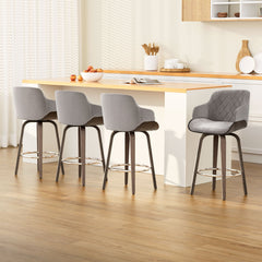 Artiss 4x Bar Stools Swivel Velvet Padded Wooden Furniture > Bar Stools & Chairs > Table & Bar Stools BA-TW-8908-GYX4 Online Furniture