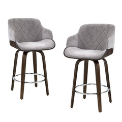 Artiss 4x Bar Stools Swivel Velvet Padded Wooden Furniture > Bar Stools & Chairs > Table & Bar Stools BA-TW-8908-GYX4 Online Furniture