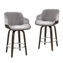 Artiss 4x Bar Stools Swivel Velvet Padded Wooden Furniture > Bar Stools & Chairs > Table & Bar Stools BA-TW-8908-GYX4 Online Furniture