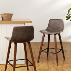 Artiss 4x Bar Stools Vintage Leather Wooden Furniture > Bar Stools & Chairs > Table & Bar Stools BA-TW-8701-BZX4 Online Furniture